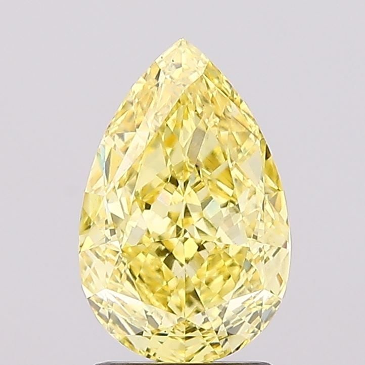 Loose Diamond - PEAR 2.08ct Fancy Vivid Yellow VS2: Loose Diamond - PEAR 2.08ct Fancy Vivid Yellow VS2 Source: This is a real non-mined Diamond that has been grown in a lab Shape: PEAR Carats: 2.08 Color: Fancy Vivid Yellow Certification: IGI Video: