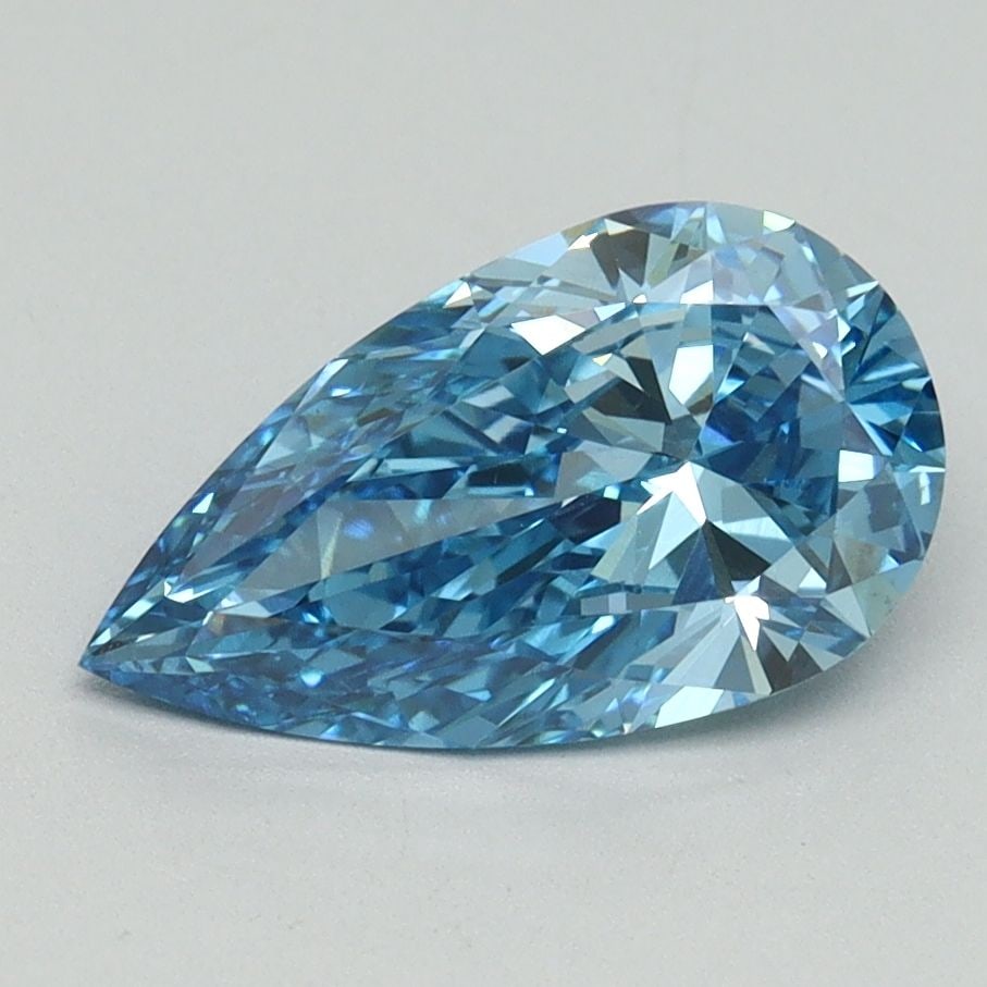 Loose Diamond - PEAR 1.53ct Fancy Vivid Blue VS1: Loose Diamond - PEAR 1.53ct Fancy Vivid Blue VS1 Source: This is a real non-mined Diamond that has been grown in a lab Shape: PEAR Carats: 1.53 Color: Fancy Vivid Blue Certification: IGI Video: