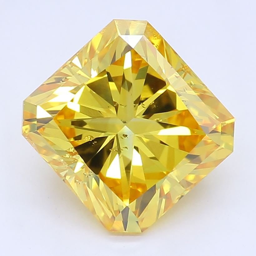 Loose Diamond - RADIANT 1.25ct Fancy Vivid Orangey Yellow I1: Loose Diamond - RADIANT 1.25ct Fancy Vivid Orangey Yellow I1 Source: This is a real non-mined Diamond that has been grown in a lab Shape: RADIANT Carats: 1.25 Color: Fancy Vivid Orangey Yellow Certifi