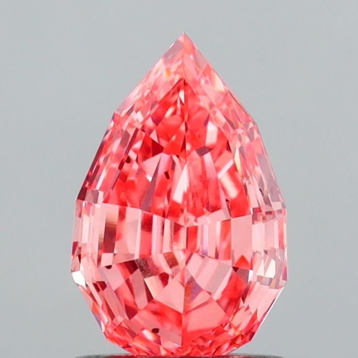 Loose Diamond - PEAR 1.12ct Fancy Vivid Orangey Pink VS2: Loose Diamond - PEAR 1.12ct Fancy Vivid Orangey Pink VS2 Source: This is a real non-mined Diamond that has been grown in a lab Shape: PEAR Carats: 1.12 Color: Fancy Vivid Orangey Pink Certification: I