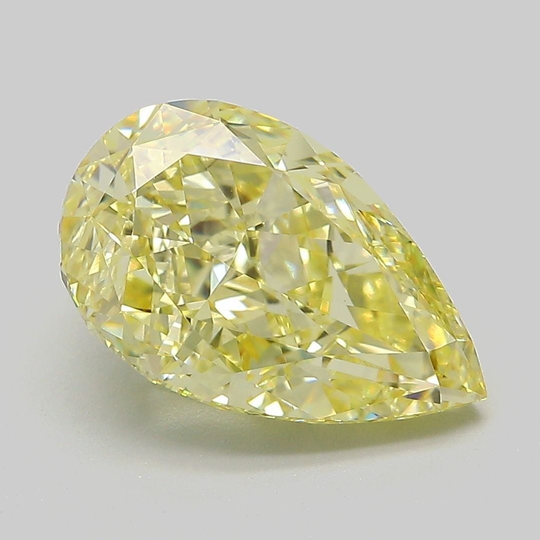 Loose Diamond - PEAR 4.59ct Fancy Intense Yellow VS1: Loose Diamond - PEAR 4.59ct Fancy Intense Yellow VS1 Source: This is a real non-mined Diamond that has been grown in a lab Shape: PEAR Carats: 4.59 Color: Fancy Intense Yellow Certification: IGI Video