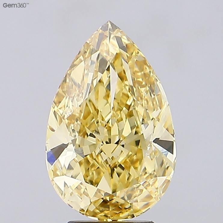 Loose Diamond - PEAR 5.02ct Fancy Intense Yellow VS2: Loose Diamond - PEAR 5.02ct Fancy Intense Yellow VS2 Source: This is a real non-mined Diamond that has been grown in a lab Shape: PEAR Carats: 5.02 Color: Fancy Intense Yellow Certification: IGI Video