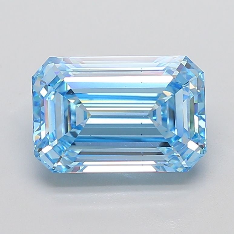 Loose Diamond - EMERALD 6.53ct Fancy Vivid Blue VS2: Loose Diamond - EMERALD 6.53ct Fancy Vivid Blue VS2 Source: This is a real non-mined Diamond that has been grown in a lab Shape: EMERALD Carats: 6.53 Color: Fancy Vivid Blue Certification: IGI The Dia