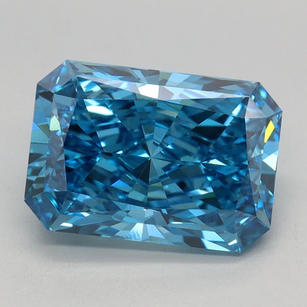 Loose Diamond - RADIANT 2.68ct Fancy Vivid Blue VS1: Loose Diamond - RADIANT 2.68ct Fancy Vivid Blue VS1 Source: This is a real non-mined Diamond that has been grown in a lab Shape: RADIANT Carats: 2.68 Color: Fancy Vivid Blue Certification: IGI Video: