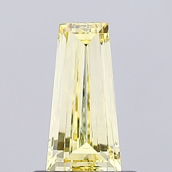 Loose Diamond - TAPERED BAGUETTE 0.62ct Fancy Intense Yellow VVS2: Loose Diamond - TAPERED BAGUETTE 0.62ct Fancy Intense Yellow VVS2 Source: This is a real non-mined Diamond that has been grown in a lab Shape: TAPERED BAGUETTE Carats: 0.62 Color: Fancy Intense Yellow