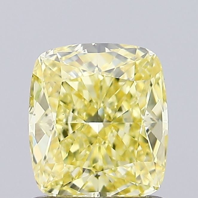 Loose Diamond - CUSHION MODIFIED 1.03ct Fancy Intense Yellow VS1: Loose Diamond - CUSHION MODIFIED 1.03ct Fancy Intense Yellow VS1 Source: This is a real non-mined Diamond that has been grown in a lab Shape: CUSHION MODIFIED Carats: 1.03 Color: Fancy Intense Yellow 
