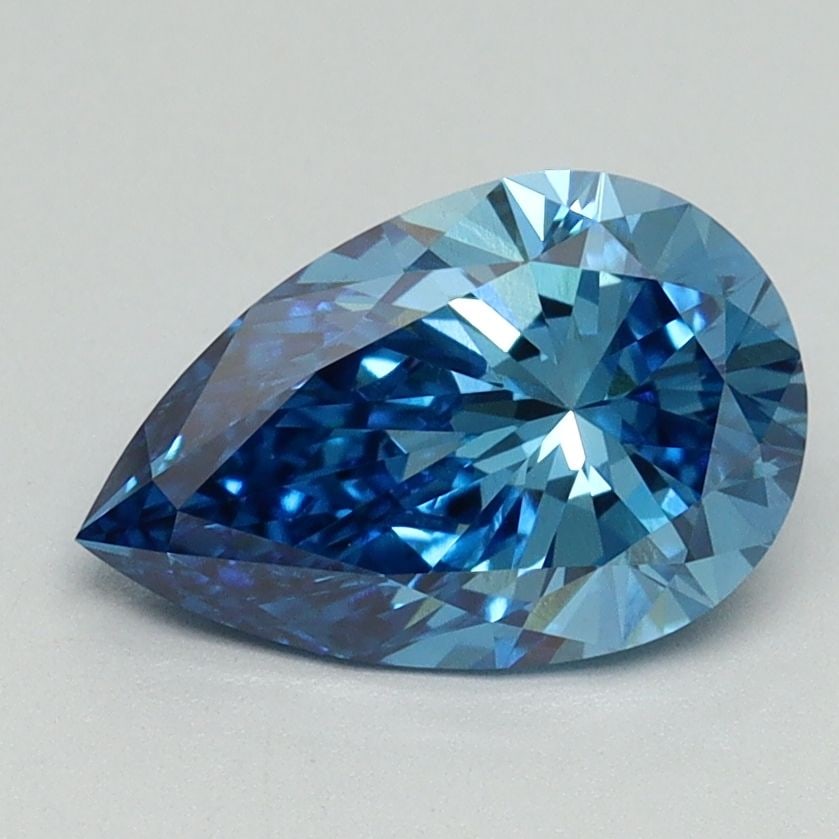 Loose Diamond - PEAR 1.53ct Fancy Vivid Blue VS1: Loose Diamond - PEAR 1.53ct Fancy Vivid Blue VS1 Source: This is a real non-mined Diamond that has been grown in a lab Shape: PEAR Carats: 1.53 Color: Fancy Vivid Blue Certification: IGI Video: