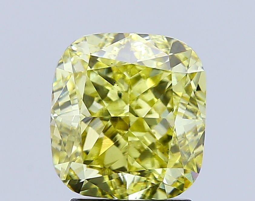 Loose Diamond - CUSHION BRILLIANT 3.05ct Fancy Vivid Yellow VS2: Loose Diamond - CUSHION BRILLIANT 3.05ct Fancy Vivid Yellow VS2 Source: This is a real non-mined Diamond that has been grown in a lab Shape: CUSHION BRILLIANT Carats: 3.05 Color: Fancy Vivid Yellow Ce