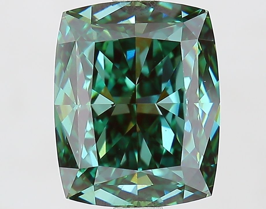 Loose Diamond - CUSHION MODIFIED 3.06ct Fancy Vivid Green VVS2: Loose Diamond - CUSHION MODIFIED 3.06ct Fancy Vivid Green VVS2 Source: This is a real non-mined Diamond that has been grown in a lab Shape: CUSHION MODIFIED Carats: 3.06 Color: Fancy Vivid Green Certi