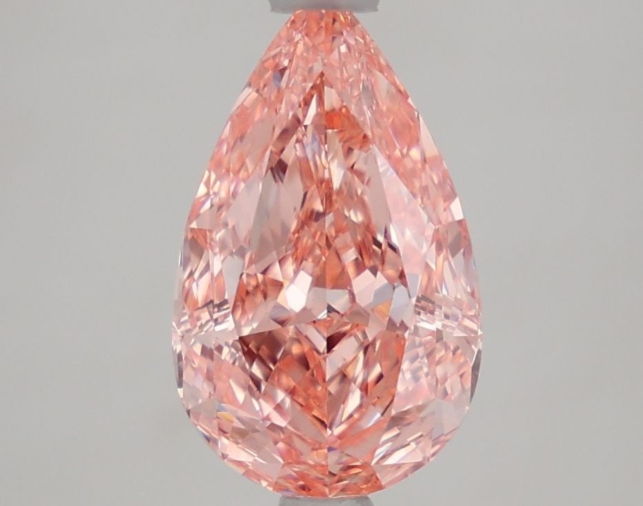 Loose Diamond - PEAR 2.39ct Fancy Vivid Orangey Pink VVS2: Loose Diamond - PEAR 2.39ct Fancy Vivid Orangey Pink VVS2 Source: This is a real non-mined Diamond that has been grown in a lab Shape: PEAR Carats: 2.39 Color: Fancy Vivid Orangey Pink Certification: 