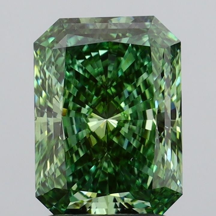 Loose Diamond - RADIANT 2.07ct Fancy Vivid Green VS1: Loose Diamond - RADIANT 2.07ct Fancy Vivid Green VS1 Source: This is a real non-mined Diamond that has been grown in a lab Shape: RADIANT Carats: 2.07 Color: Fancy Vivid Green Certification: IGI Video