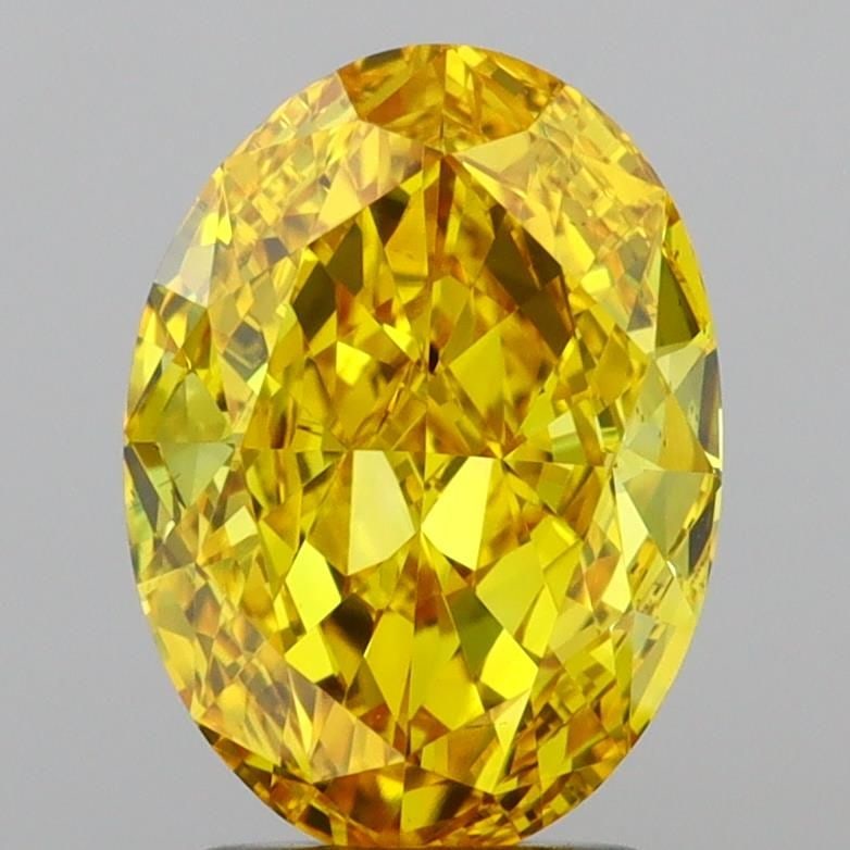 Loose Diamond - OVAL 2.15ct Fancy Vivid Yellow VS1: Loose Diamond - OVAL 2.15ct Fancy Vivid Yellow VS1 Source: This is a real non-mined Diamond that has been grown in a lab Shape: OVAL Carats: 2.15 Color: Fancy Vivid Yellow Certification: IGI Video: