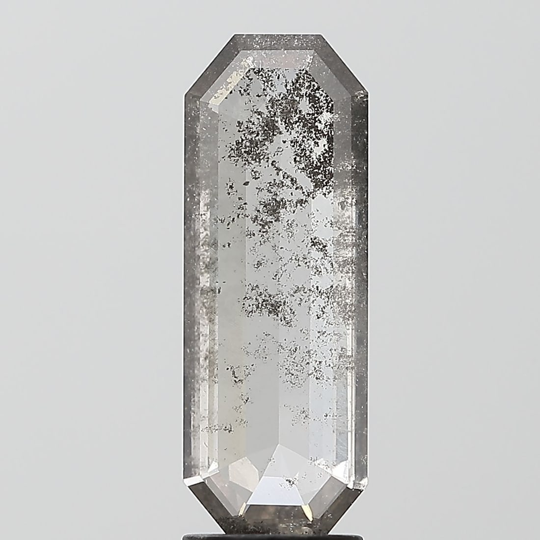 Loose Diamond - EMERALD 2.2ct Salt and Pepper I1: Loose Diamond - EMERALD 2.2ct Salt and Pepper I1 Source: This is a real non-mined Diamond that has been grown in a lab Shape: EMERALD Carats: 2.2 Color: Salt and Pepper Certification: NONE Video: