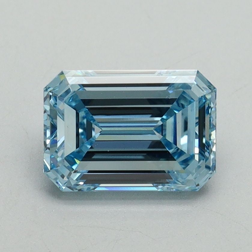 Loose Diamond - EMERALD 1.51ct Fancy Vivid Blue VS2: Loose Diamond - EMERALD 1.51ct Fancy Vivid Blue VS2 Source: This is a real non-mined Diamond that has been grown in a lab Shape: EMERALD Carats: 1.51 Color: Fancy Vivid Blue Certification: IGI Video: