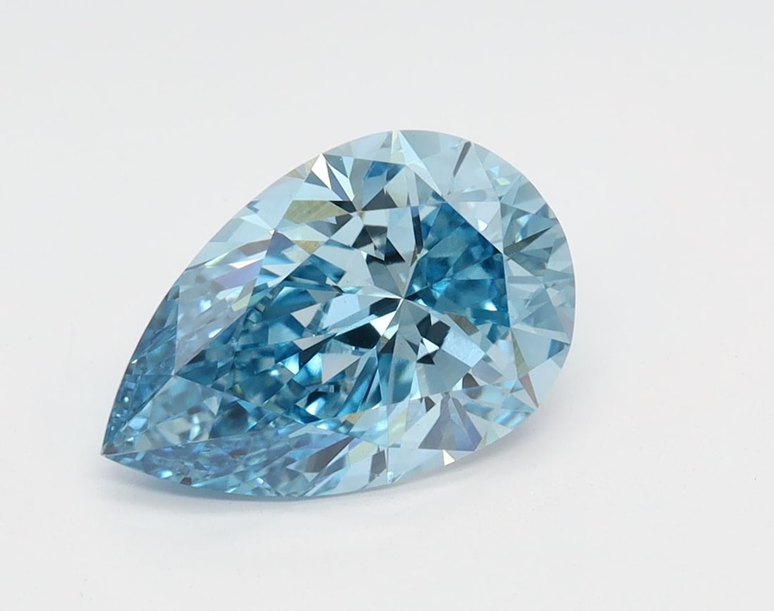 Loose Diamond - PEAR 1.66ct Fancy Vivid Blue VS1: Loose Diamond - PEAR 1.66ct Fancy Vivid Blue VS1 Source: This is a real non-mined Diamond that has been grown in a lab Shape: PEAR Carats: 1.66 Color: Fancy Vivid Blue Certification: IGI Video: