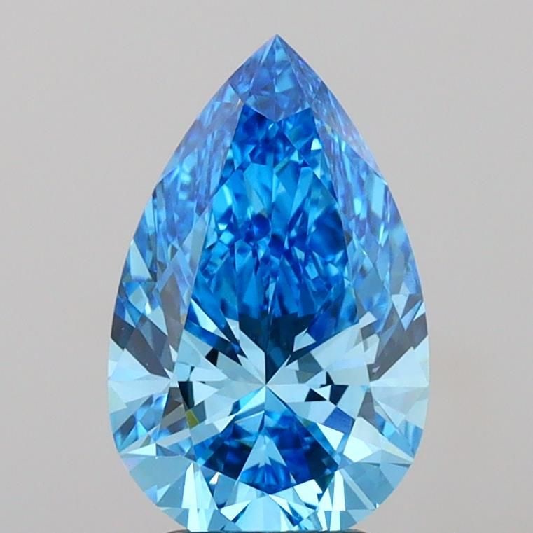 Loose Diamond - PEAR 3.05ct Fancy Vivid Blue VS1: Loose Diamond - PEAR 3.05ct Fancy Vivid Blue VS1 Source: This is a real non-mined Diamond that has been grown in a lab Shape: PEAR Carats: 3.05 Color: Fancy Vivid Blue Certification: IGI Video: