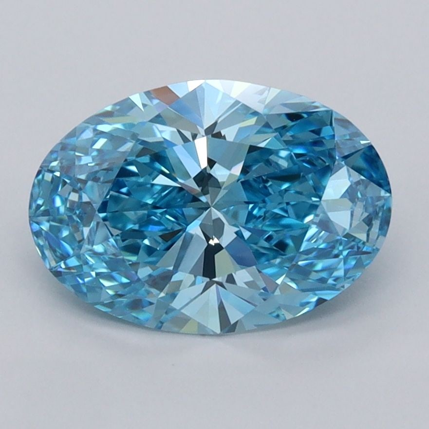 Loose Diamond - OVAL 2.07ct Fancy Vivid Blue VVS2: Loose Diamond - OVAL 2.07ct Fancy Vivid Blue VVS2 Source: This is a real non-mined Diamond that has been grown in a lab Shape: OVAL Carats: 2.07 Color: Fancy Vivid Blue Certification: IGI Video: