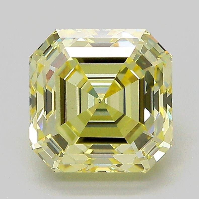 Loose Diamond - ASSCHER 3.37ct Fancy Yellow VS1: Loose Diamond - ASSCHER 3.37ct Fancy Yellow VS1 Source: This is a real non-mined Diamond that has been grown in a lab Shape: ASSCHER Carats: 3.37 Color: Fancy Yellow Certification: IGI Video: