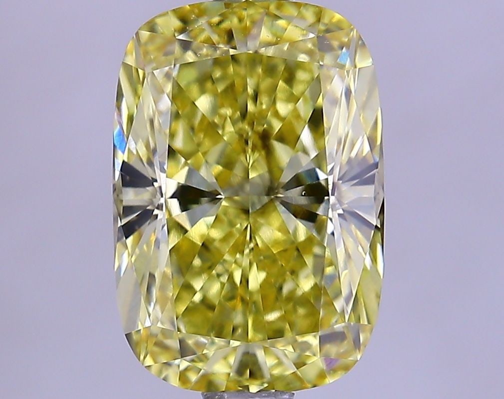Loose Diamond - CUSHION BRILLIANT 2.13ct Fancy Intense Yellow VS2: Loose Diamond - CUSHION BRILLIANT 2.13ct Fancy Intense Yellow VS2 Source: This is a real non-mined Diamond that has been grown in a lab Shape: CUSHION BRILLIANT Carats: 2.13 Color: Fancy Intense Yello