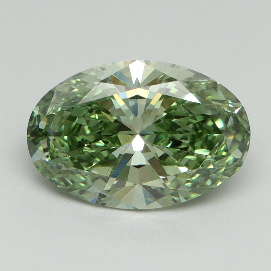 Loose Diamond - OVAL 2.01ct Fancy Vivid Green VS2: Loose Diamond - OVAL 2.01ct Fancy Vivid Green VS2 Source: This is a real non-mined Diamond that has been grown in a lab Shape: OVAL Carats: 2.01 Color: Fancy Vivid Green Certification: IGI Video: