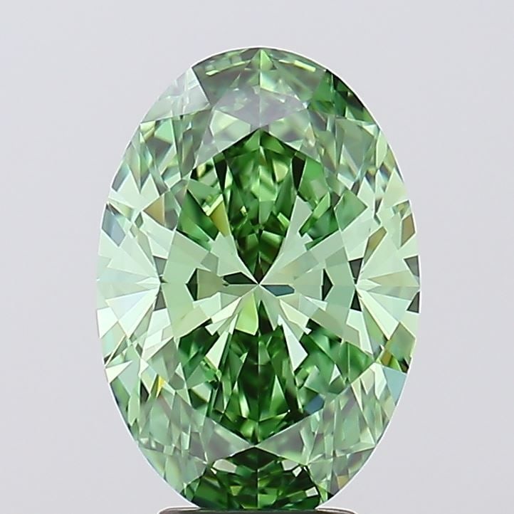 Loose Diamond - OVAL 4.58ct Fancy Vivid Green VVS2: Loose Diamond - OVAL 4.58ct Fancy Vivid Green VVS2 Source: This is a real non-mined Diamond that has been grown in a lab Shape: OVAL Carats: 4.58 Color: Fancy Vivid Green Certification: IGI Video: