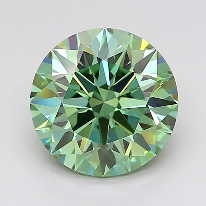 Ideal Loose Diamond - ROUND 2.03ct Fancy Vivid Green VVS2: Ideal Loose Diamond - ROUND 2.03ct Fancy Vivid Green VVS2 Source: This is a real non-mined Diamond that has been grown in a lab Shape: ROUND Carats: 2.03 Color: Fancy Vivid Green Certification: IGI Vi