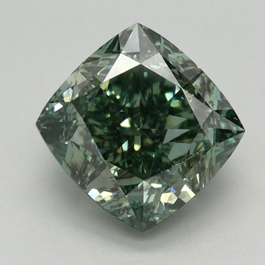Loose Diamond - CUSHION MODIFIED 2.14ct Fancy Vivid Green SI1: Loose Diamond - CUSHION MODIFIED 2.14ct Fancy Vivid Green SI1 Source: This is a real non-mined Diamond that has been grown in a lab Shape: CUSHION MODIFIED Carats: 2.14 Color: Fancy Vivid Green Certif