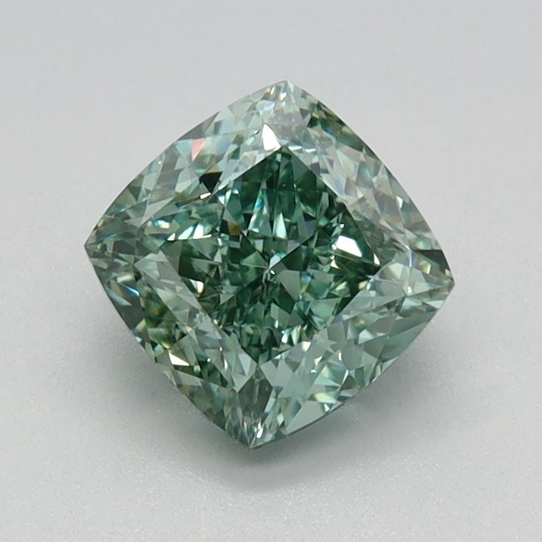 Loose Diamond - CUSHION MODIFIED 1.07ct Fancy Vivid Green VS1: Loose Diamond - CUSHION MODIFIED 1.07ct Fancy Vivid Green VS1 Source: This is a real non-mined Diamond that has been grown in a lab Shape: CUSHION MODIFIED Carats: 1.07 Color: Fancy Vivid Green Certif