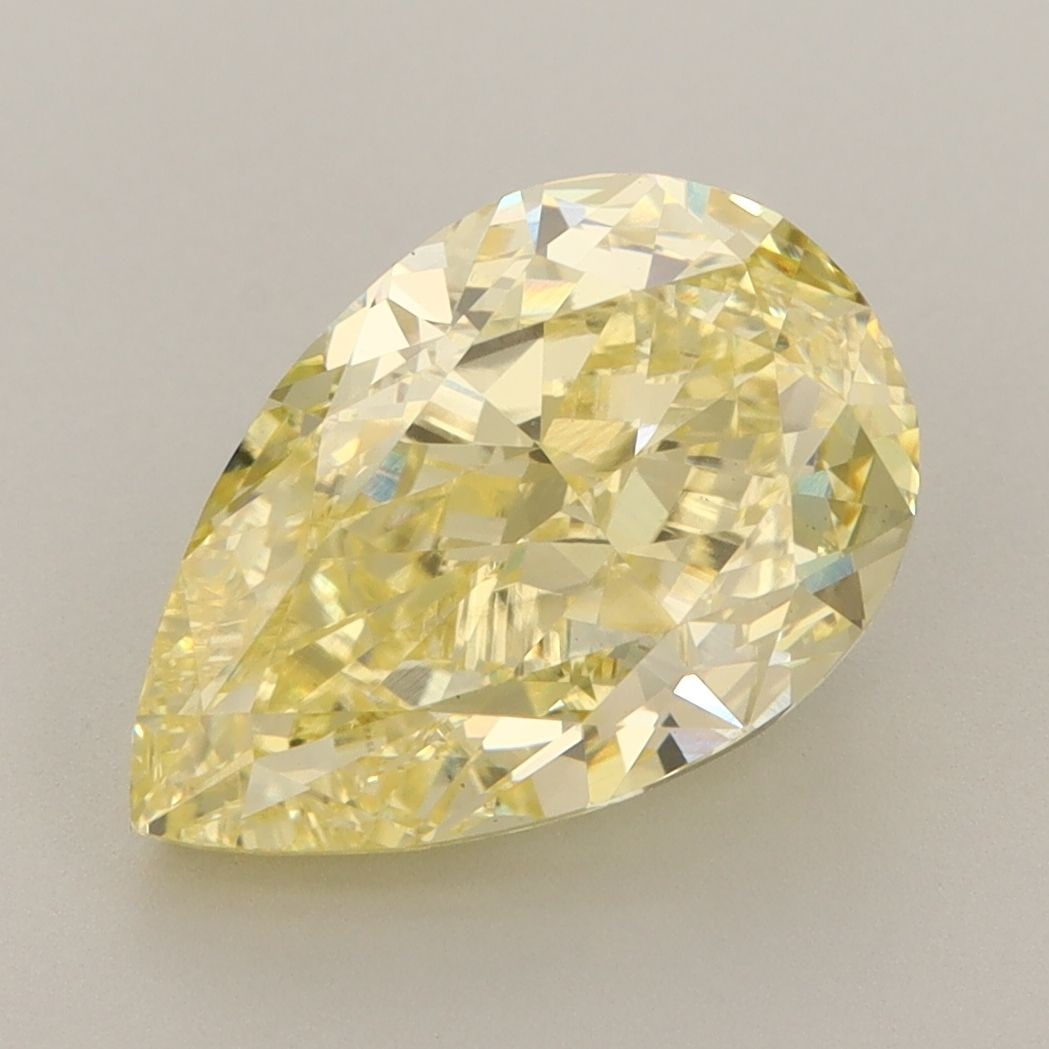Loose Diamond - PEAR 4.43ct Fancy Vivid Yellow VVS2: Loose Diamond - PEAR 4.43ct Fancy Vivid Yellow VVS2 Source: This is a real non-mined Diamond that has been grown in a lab Shape: PEAR Carats: 4.43 Color: Fancy Vivid Yellow Certification: IGI Video: