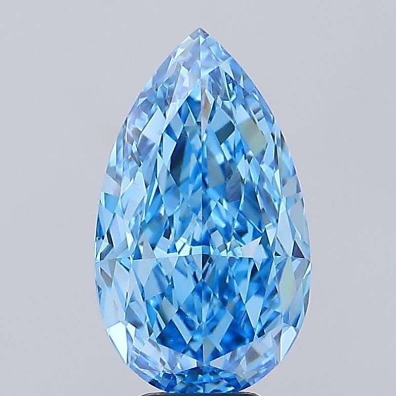 Loose Diamond - PEAR 7.59ct Fancy Vivid Blue VS2: Loose Diamond - PEAR 7.59ct Fancy Vivid Blue VS2 Source: This is a real non-mined Diamond that has been grown in a lab Shape: PEAR Carats: 7.59 Color: Fancy Vivid Blue Certification: IGI Video: