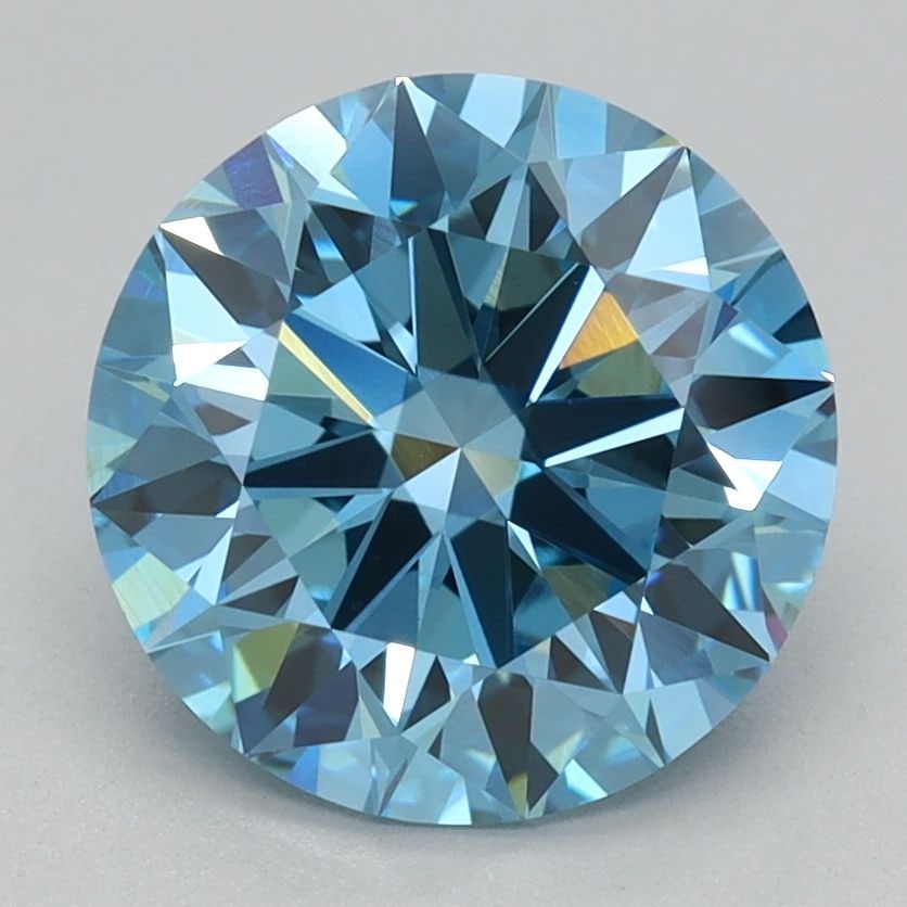 Ideal Loose Diamond - ROUND 2.04ct Fancy Vivid Blue VVS2: Ideal Loose Diamond - ROUND 2.04ct Fancy Vivid Blue VVS2 Source: This is a real non-mined Diamond that has been grown in a lab Shape: ROUND Carats: 2.04 Color: Fancy Vivid Blue Certification: IGI Vide