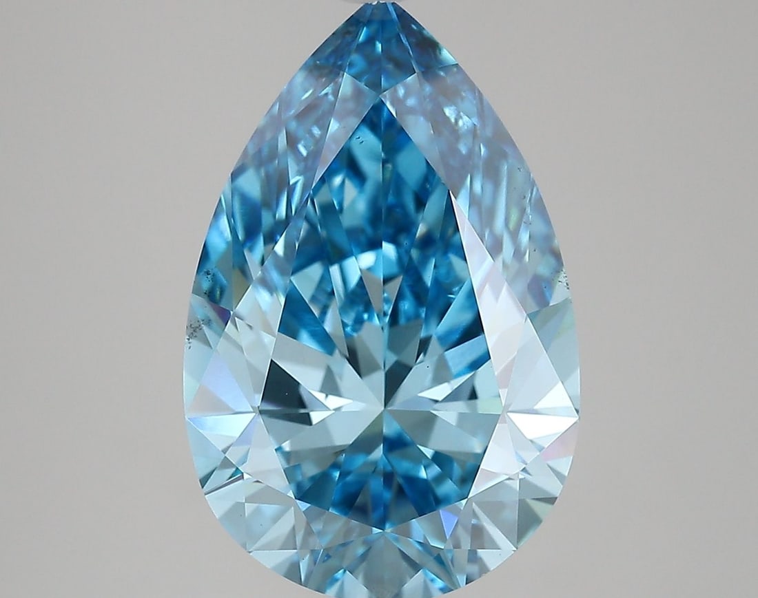 Loose Diamond - PEAR 7.07ct Fancy Vivid Blue VS2: Loose Diamond - PEAR 7.07ct Fancy Vivid Blue VS2 Source: This is a real non-mined Diamond that has been grown in a lab Shape: PEAR Carats: 7.07 Color: Fancy Vivid Blue Certification: IGI Video: