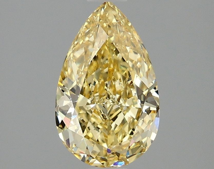 Loose Diamond - PEAR 1.59ct Fancy Intense Yellow VS1: Loose Diamond - PEAR 1.59ct Fancy Intense Yellow VS1 Source: This is a real non-mined Diamond that has been grown in a lab Shape: PEAR Carats: 1.59 Color: Fancy Intense Yellow Certification: IGI Video