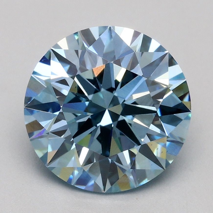 Ideal Loose Diamond - ROUND 2.05ct Fancy Blue VS2: Ideal Loose Diamond - ROUND 2.05ct Fancy Blue VS2 Source: This is a real non-mined Diamond that has been grown in a lab Shape: ROUND Carats: 2.05 Color: Fancy Blue Certification: IGI Video: