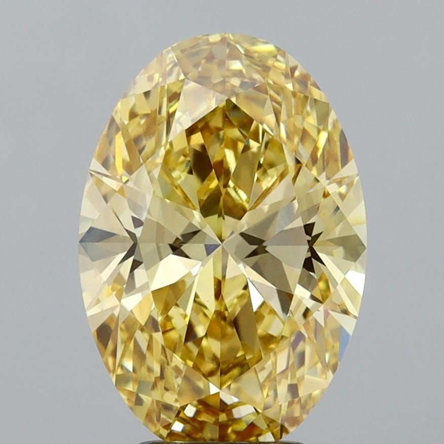 Loose Diamond - OVAL 4.06ct Fancy Intense Yellow VS1: Loose Diamond - OVAL 4.06ct Fancy Intense Yellow VS1 Source: This is a real non-mined Diamond that has been grown in a lab Shape: OVAL Carats: 4.06 Color: Fancy Intense Yellow Certification: IGI Video
