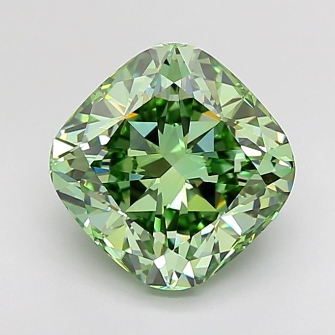 Loose Diamond - CUSHION MODIFIED 4.23ct Fancy Vivid Green VVS2: Loose Diamond - CUSHION MODIFIED 4.23ct Fancy Vivid Green VVS2 Source: This is a real non-mined Diamond that has been grown in a lab Shape: CUSHION MODIFIED Carats: 4.23 Color: Fancy Vivid Green Certi