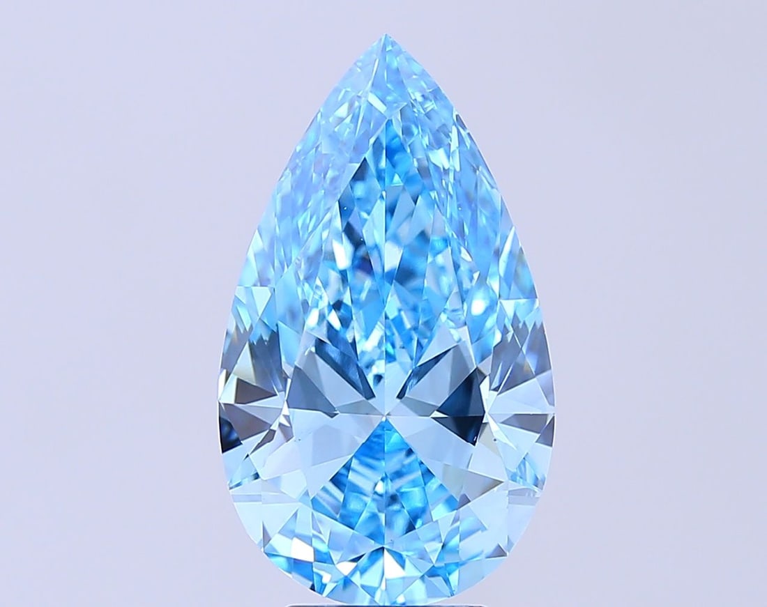 Loose Diamond - PEAR 6.03ct Fancy Vivid Blue VS1: Loose Diamond - PEAR 6.03ct Fancy Vivid Blue VS1 Source: This is a real non-mined Diamond that has been grown in a lab Shape: PEAR Carats: 6.03 Color: Fancy Vivid Blue Certification: IGI Video: