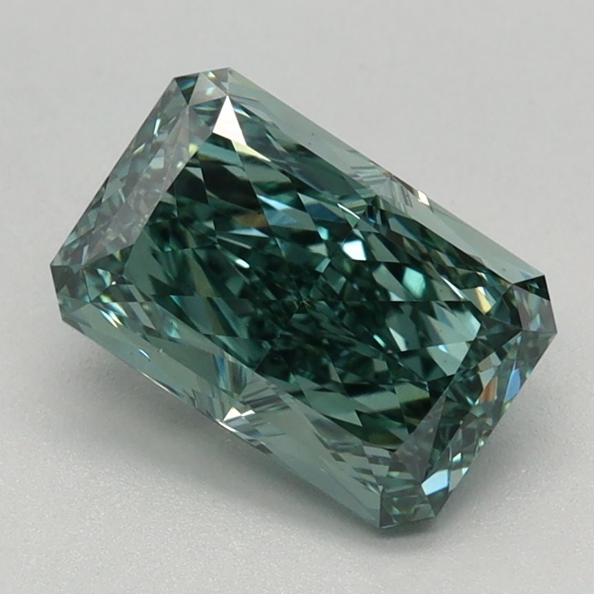 Loose Diamond - RADIANT 1.55ct Fancy Vivid Green VS1: Loose Diamond - RADIANT 1.55ct Fancy Vivid Green VS1 Source: This is a real non-mined Diamond that has been grown in a lab Shape: RADIANT Carats: 1.55 Color: Fancy Vivid Green Certification: IGI Video