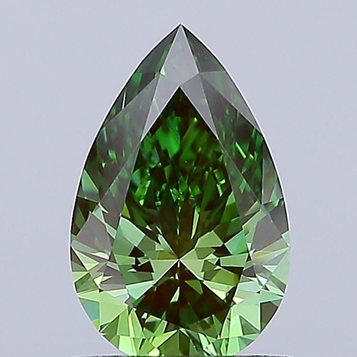 Loose Diamond - PEAR 1.04ct Fancy Vivid Green VVS2: Loose Diamond - PEAR 1.04ct Fancy Vivid Green VVS2 Source: This is a real non-mined Diamond that has been grown in a lab Shape: PEAR Carats: 1.04 Color: Fancy Vivid Green Certification: IGI Video: