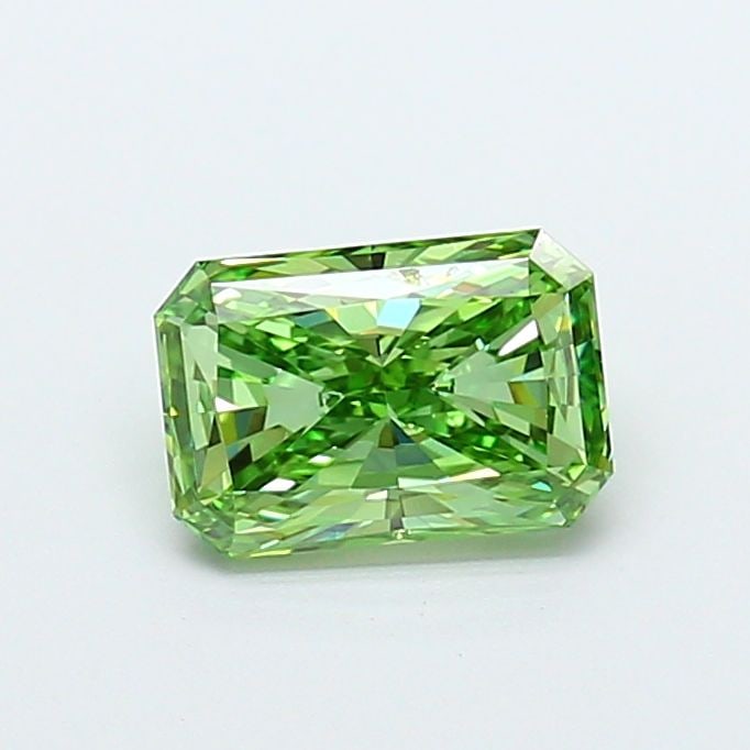 Loose Diamond - RADIANT 1.53ct Fancy Vivid Green VVS2: Loose Diamond - RADIANT 1.53ct Fancy Vivid Green VVS2 Source: This is a real non-mined Diamond that has been grown in a lab Shape: RADIANT Carats: 1.53 Color: Fancy Vivid Green Certification: IGI Vide
