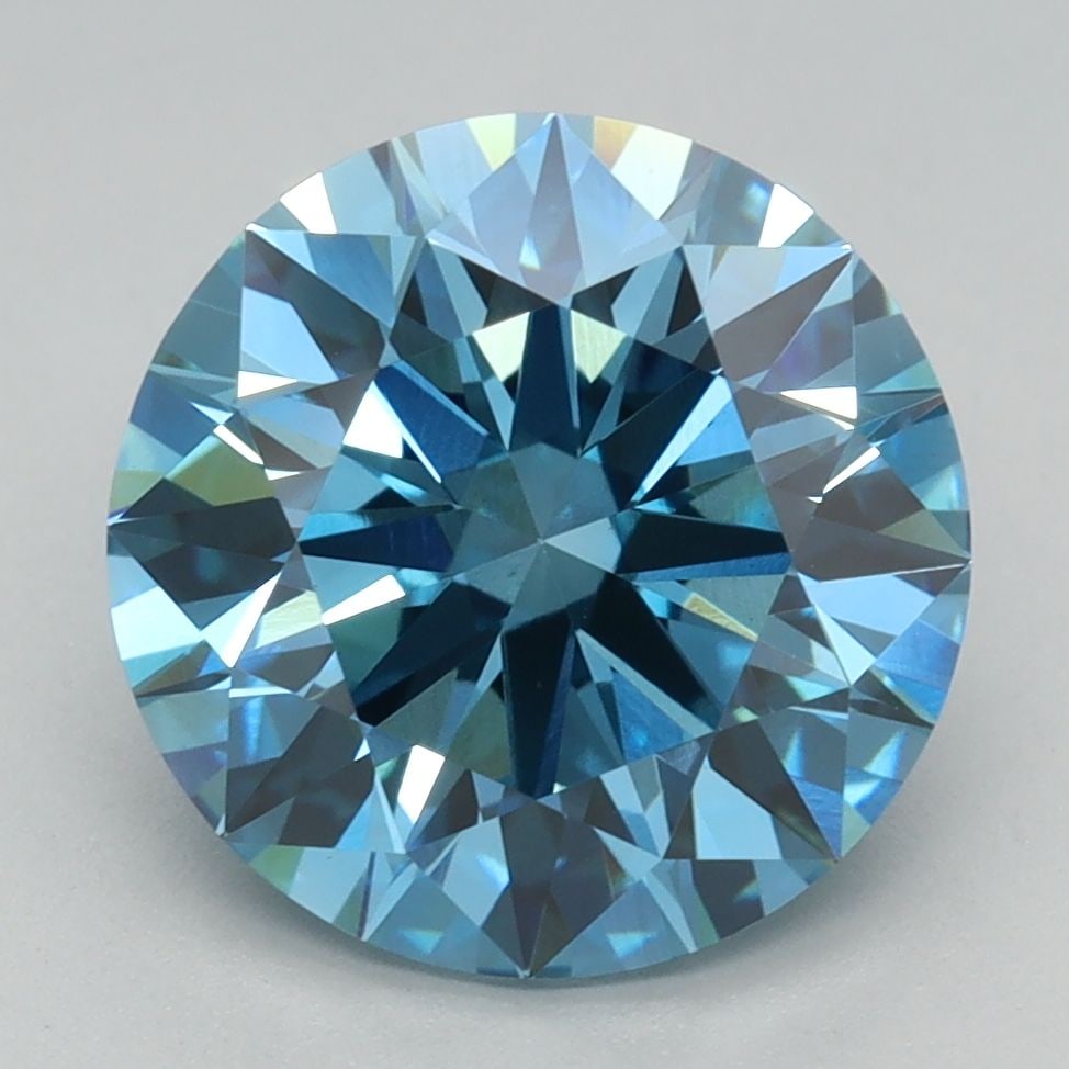Ideal Loose Diamond - ROUND 3.08ct Fancy Vivid Blue VVS2: Ideal Loose Diamond - ROUND 3.08ct Fancy Vivid Blue VVS2 Source: This is a real non-mined Diamond that has been grown in a lab Shape: ROUND Carats: 3.08 Color: Fancy Vivid Blue Certification: IGI Vide