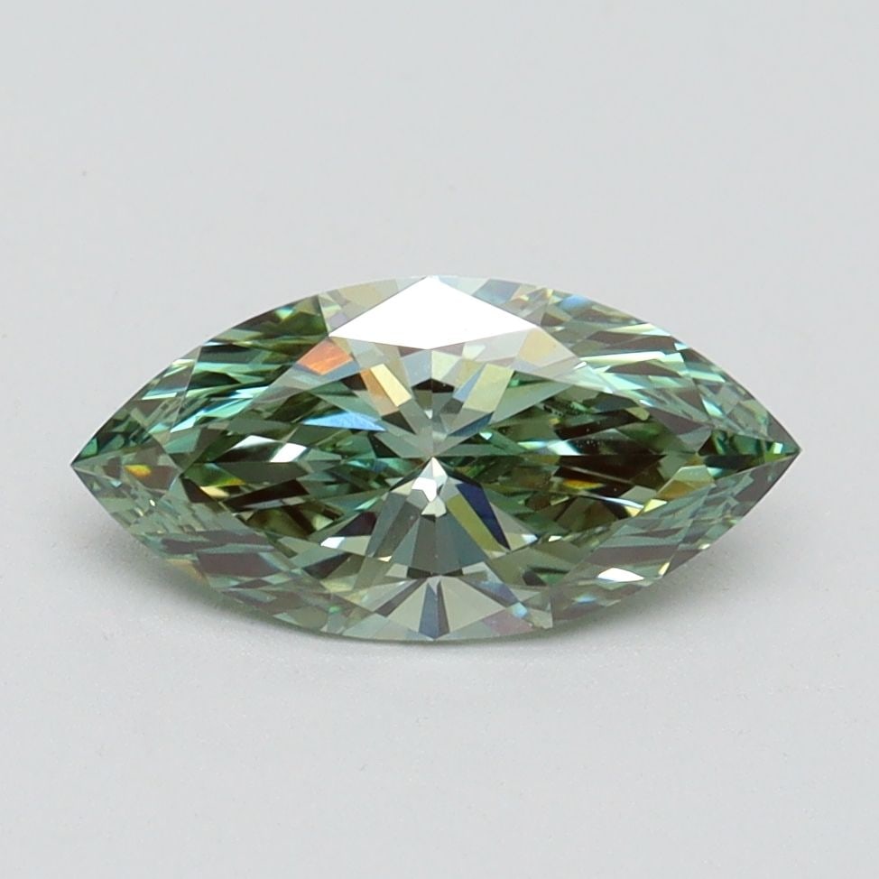 Loose Diamond - MARQUISE 1.11ct Fancy Vivid Green VVS2: Loose Diamond - MARQUISE 1.11ct Fancy Vivid Green VVS2 Source: This is a real non-mined Diamond that has been grown in a lab Shape: MARQUISE Carats: 1.11 Color: Fancy Vivid Green Certification: IGI Vi