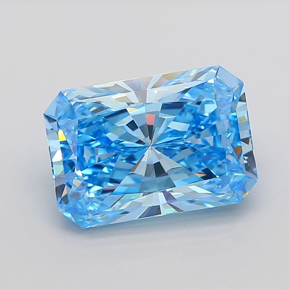 Loose Diamond - RADIANT 7.58ct Fancy Vivid Blue VVS2: Loose Diamond - RADIANT 7.58ct Fancy Vivid Blue VVS2 Source: This is a real non-mined Diamond that has been grown in a lab Shape: RADIANT Carats: 7.58 Color: Fancy Vivid Blue Certification: IGI Video: