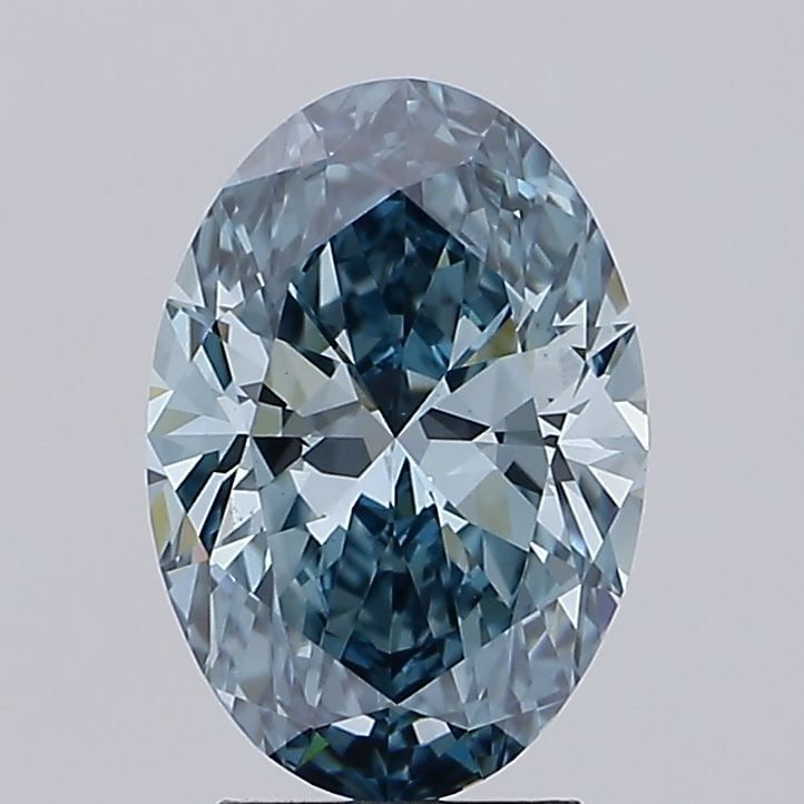 Loose Diamond - OVAL 3.09ct Fancy Vivid Greenish Blue VS1: Loose Diamond - OVAL 3.09ct Fancy Vivid Greenish Blue VS1 Source: This is a real non-mined Diamond that has been grown in a lab Shape: OVAL Carats: 3.09 Color: Fancy Vivid Greenish Blue Certification: