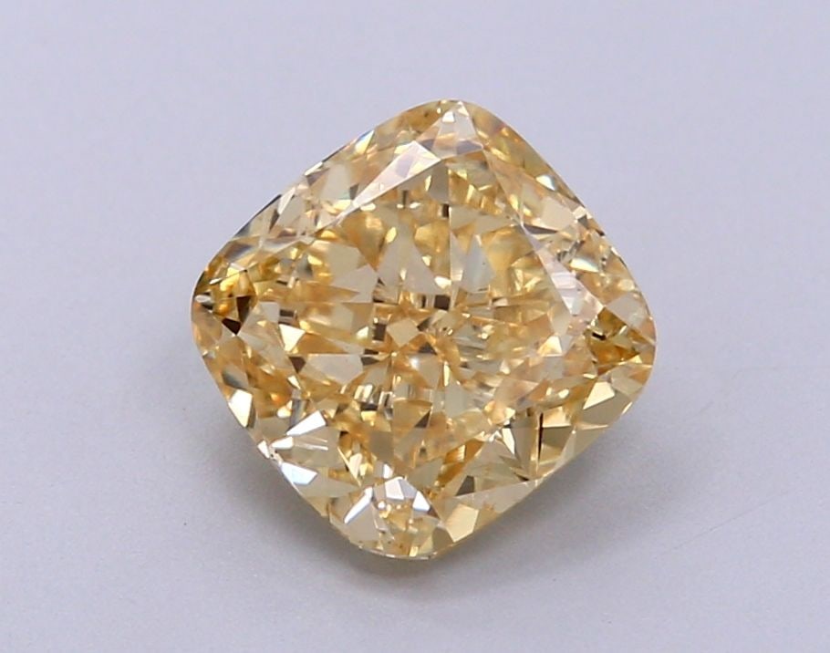 Loose Diamond - CUSHION BRILLIANT 1.55ct Fancy Intense Yellow VS1: Loose Diamond - CUSHION BRILLIANT 1.55ct Fancy Intense Yellow VS1 Source: This is a real non-mined Diamond that has been grown in a lab Shape: CUSHION BRILLIANT Carats: 1.55 Color: Fancy Intense Yello