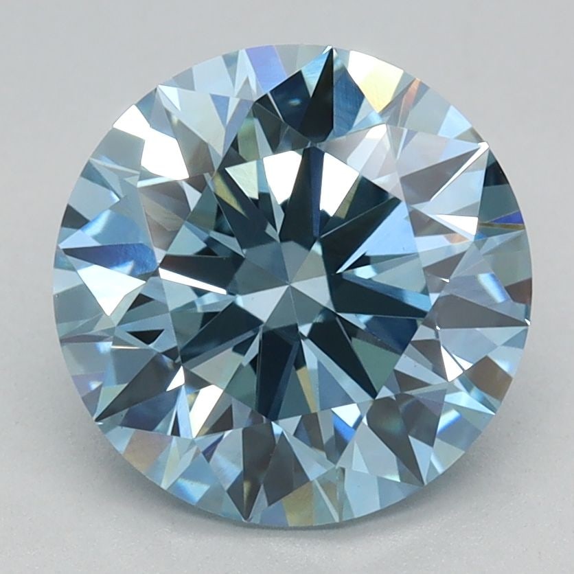 Ideal Loose Diamond - ROUND 2.08ct Fancy Vivid Blue VS1: Ideal Loose Diamond - ROUND 2.08ct Fancy Vivid Blue VS1 Source: This is a real non-mined Diamond that has been grown in a lab Shape: ROUND Carats: 2.08 Color: Fancy Vivid Blue Certification: IGI Video