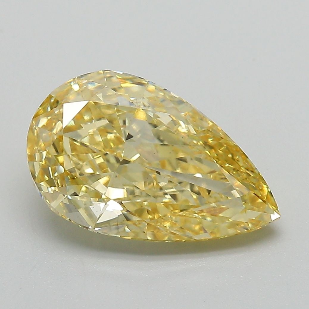 Loose Diamond - PEAR 3.2ct Fancy Vivid Yellow VS2: Loose Diamond - PEAR 3.2ct Fancy Vivid Yellow VS2 Source: This is a real non-mined Diamond that has been grown in a lab Shape: PEAR Carats: 3.2 Color: Fancy Vivid Yellow Certification: IGI Video: