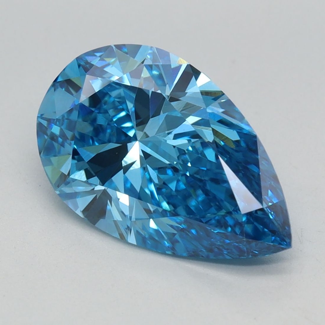 Loose Diamond - PEAR 2.55ct Fancy Vivid Blue VVS2: Loose Diamond - PEAR 2.55ct Fancy Vivid Blue VVS2 Source: This is a real non-mined Diamond that has been grown in a lab Shape: PEAR Carats: 2.55 Color: Fancy Vivid Blue Certification: IGI Video: