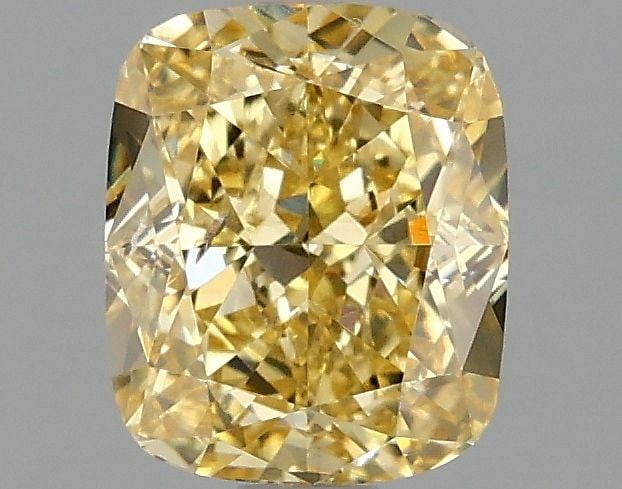 Loose Diamond - CUSHION MODIFIED 1.51ct Fancy Intense Yellow SI1: Loose Diamond - CUSHION MODIFIED 1.51ct Fancy Intense Yellow SI1 Source: This is a real non-mined Diamond that has been grown in a lab Shape: CUSHION MODIFIED Carats: 1.51 Color: Fancy Intense Yellow 
