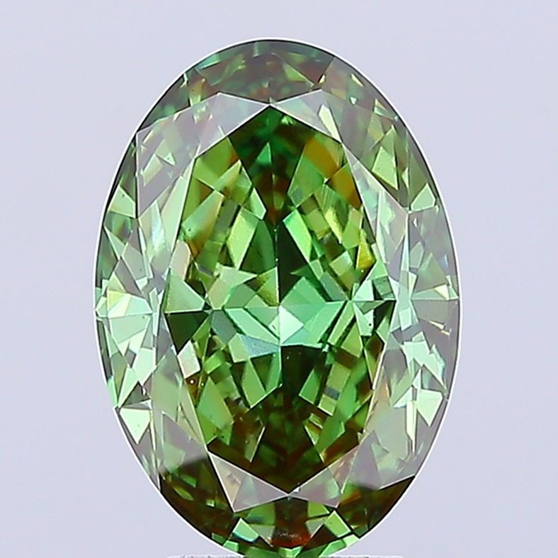 Loose Diamond - OVAL 4.61ct Fancy Vivid Green VS1: Loose Diamond - OVAL 4.61ct Fancy Vivid Green VS1 Source: This is a real non-mined Diamond that has been grown in a lab Shape: OVAL Carats: 4.61 Color: Fancy Vivid Green Certification: IGI Video:
